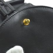 GUCCI Bamboo Line Backpack Hand Bag Black Leather Italy Vintage AK37932f