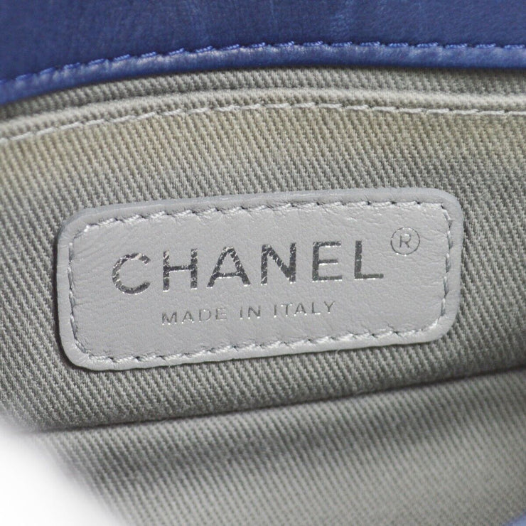 BOY CHANEL Chain Shoulder Bag Blue Navy Velvet Leather 17124487 45619