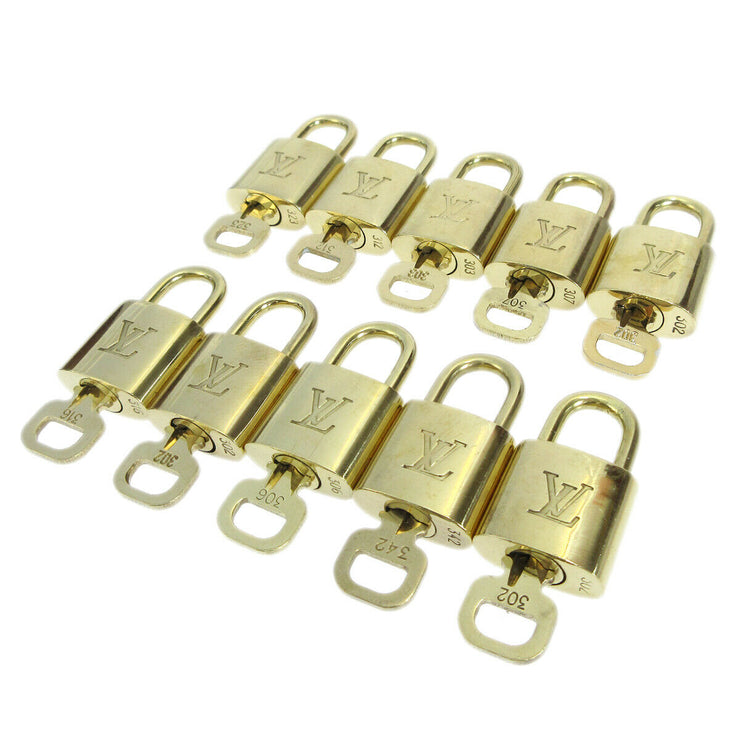 LOUIS VUITTON Padlock & Key Bag Accessories Charm 10 Piece Set Gold 81658