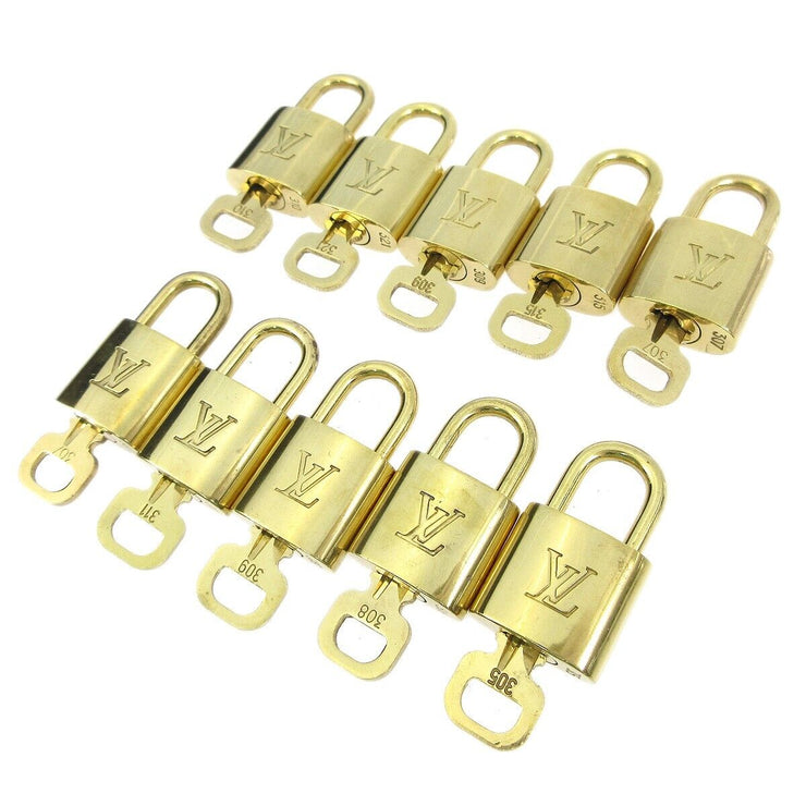LOUIS VUITTON Padlock & Key Bag Accessories Charm 10 Piece Set Gold 11500