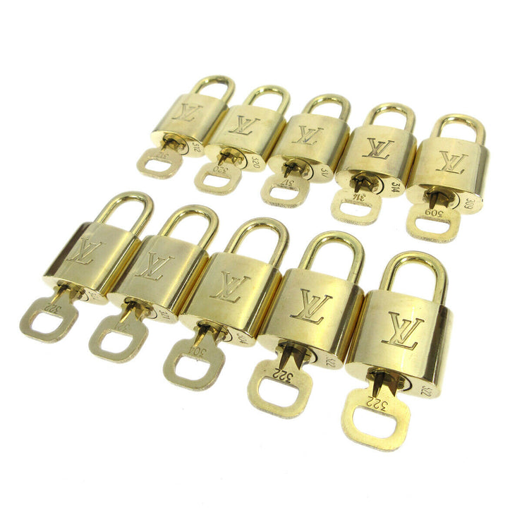 LOUIS VUITTON Padlock & Key Bag Accessories Charm 10 Piece Set Gold 43630