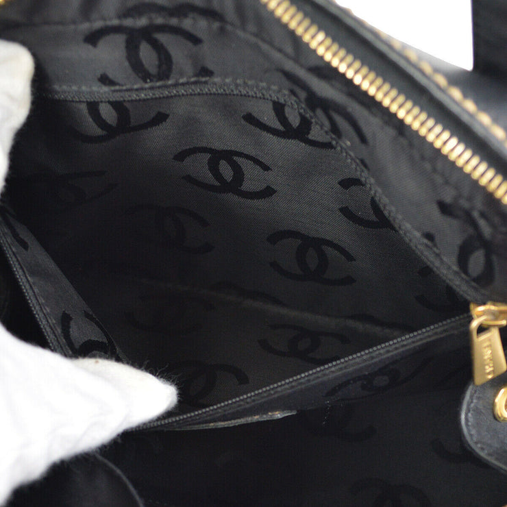 CHANEL Wild Stitch CC Hand Bag Black 10315