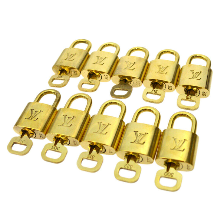 LOUIS VUITTON Padlock & Key Bag Accessories Charm 10 Piece Set Gold 90156
