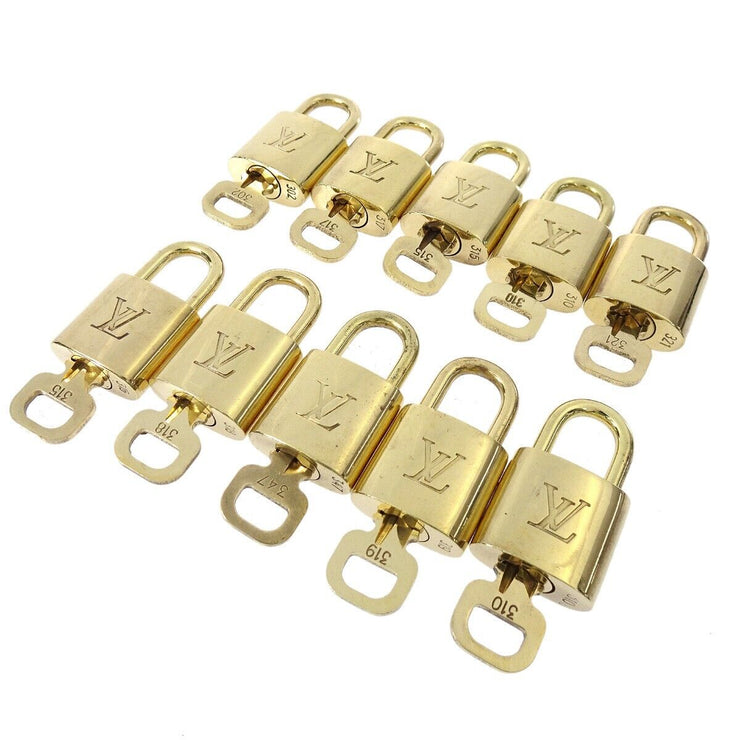 LOUIS VUITTON Padlock & Key Bag Accessories Charm 10 Piece Set Gold 11883