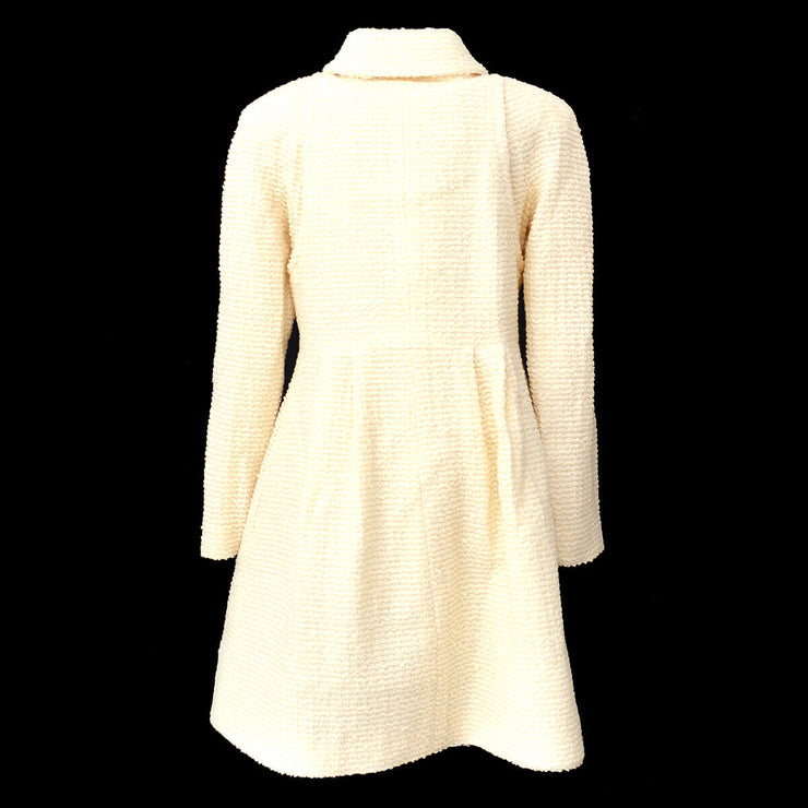 CHANEL P57660V26446 Imitation Pearl Button Long Sleeve Coat Jacket White 03395
