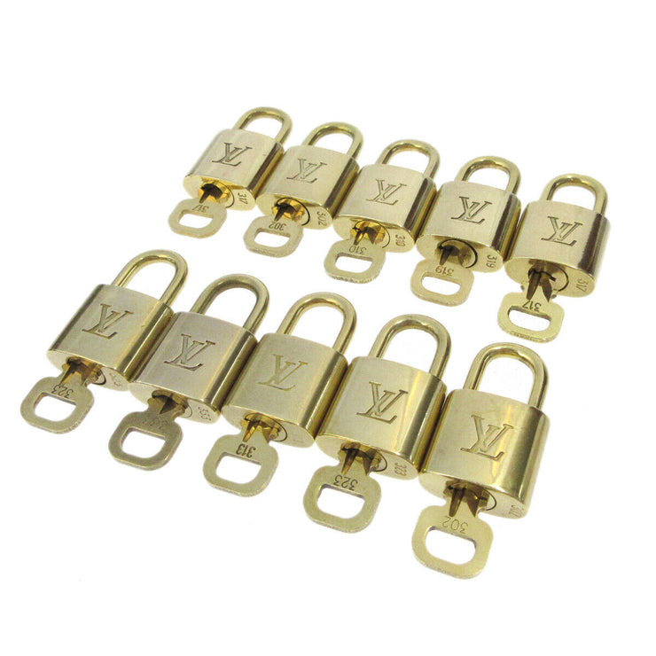 LOUIS VUITTON Padlock & Key Bag Accessories Charm 10 Piece Set Gold 71307