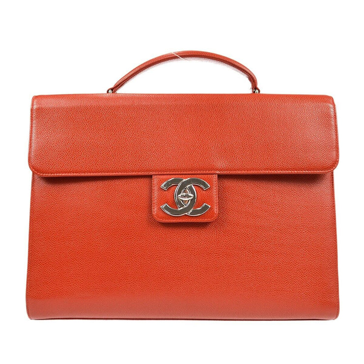 Chanel Briefcase Business Handbag 5572011 Purse Red Caviar Skin France 57061