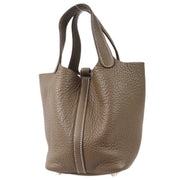 Hermes Picotin Lock PM Handbag Purse Etoupe Gray Taurillon Clemence VP▢P▣ 78277