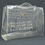 HERMES Vinyl Kelly Beach Hand Bag SOUVENIR DE L'EXPOSITION 1997 Clear AK38316g