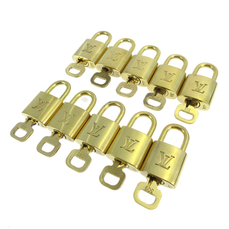 LOUIS VUITTON Padlock & Key Bag Accessories Charm 10 Piece Set Gold 20886