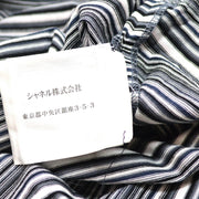CHANEL CC Striped Round Neck Short Sleeve Tops T-Shirt Black Gray White 02381