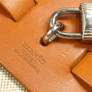 HERMES HERBAG MM 2 in 1 2way Handbag Natural Brown Toile H Leather � D 15741