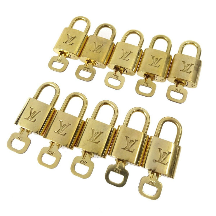 LOUIS VUITTON Padlock & Key Bag Accessories Charm 10 Piece Set Gold 50833