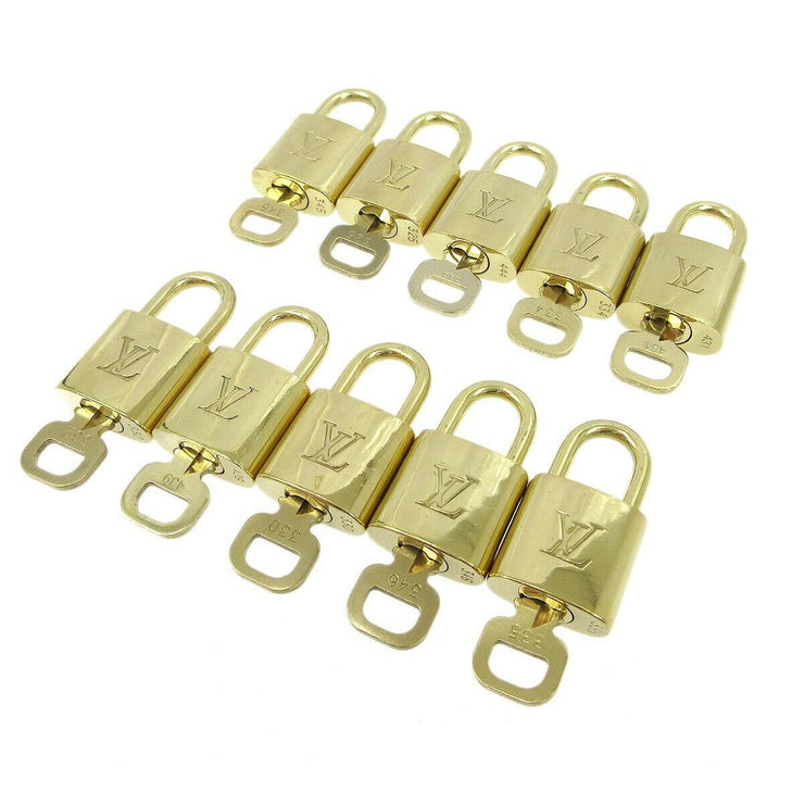 LOUIS VUITTON Padlock & Key Bag Accessories Charm 10 Piece Set Gold 83872