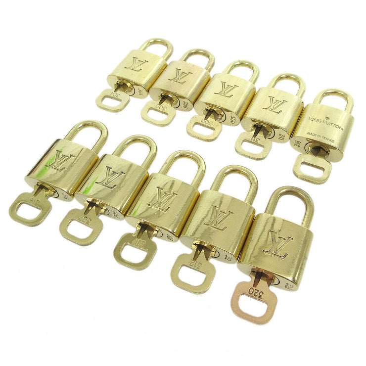 LOUIS VUITTON Padlock & Key Bag Accessories Charm 10 Piece Set Gold 37381