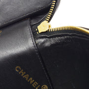 CHANEL Heart Mirror Cosmetic Vanity Hand Bag 3350113 Purse Black Patent 81121