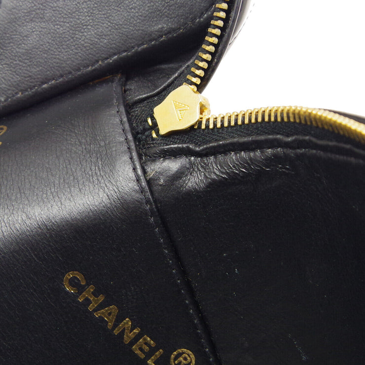 CHANEL Heart Mirror Cosmetic Vanity Hand Bag 3350113 Purse Black Patent 81121