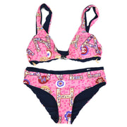 CHANEL #36 B3939 Swimwear Swimsuit Bikini Pink Navy 91381