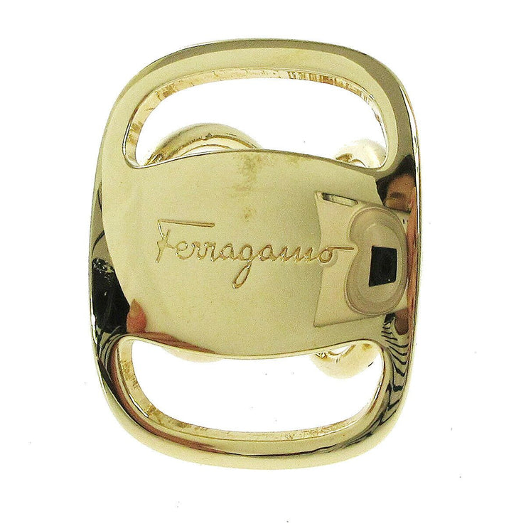 Salvatore Ferragamo Logos Scarf Ring Gold-Tone Accessories Vintage 00369