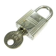 HERMES Set of Padlock & Key Cadena Silver-Tone Bag Accessories Charm 00355