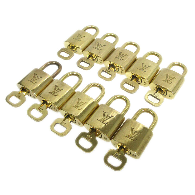 LOUIS VUITTON Padlock & Key Bag Accessories Charm 10 Piece Set Gold 91926