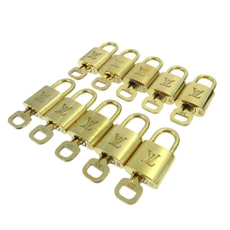 LOUIS VUITTON Padlock & Key Bag Accessories Charm 10 Piece Set Gold 50391