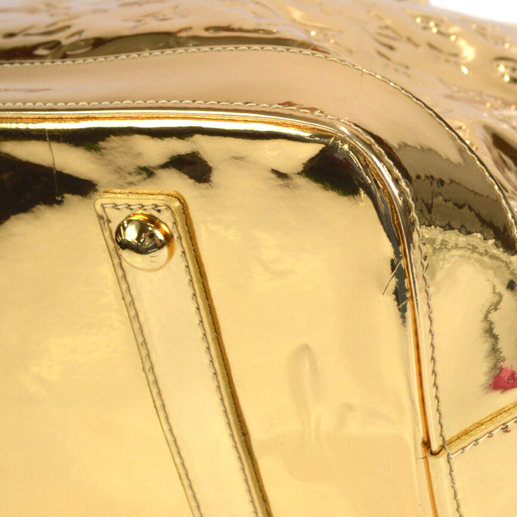 LOUIS VUITTON Alma Gold Monogram Vinyl Mirror Gold Hardware Top Handle Tote  Bag