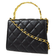 Chanel Quilted Chain 2way Handbag Purse Black Lambskin Leather H8G58LX2 67700