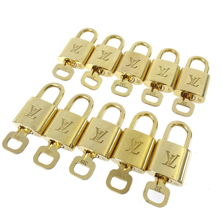LOUIS VUITTON Padlock & Key Bag Accessories Charm 10 Piece Set Gold 42008
