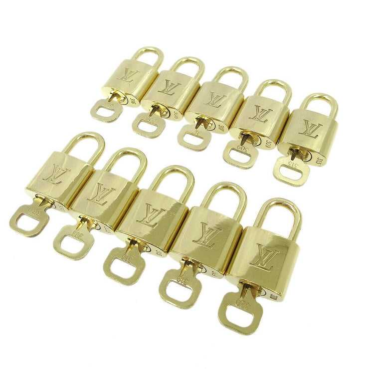 LOUIS VUITTON Padlock & Key Bag Accessories Charm 10 Piece Set Gold 92707