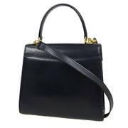 GUCCI Lady Lock 2way Hand Bag 000.26.0258 Purse Navy Leather Italy Vintage 30313