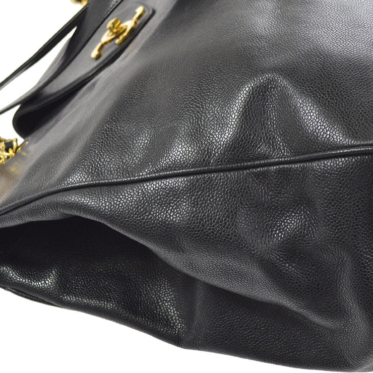CHANEL Supermodel Jumbo CC Chain Shoulder Bag Black Caviar GHW AK37942h