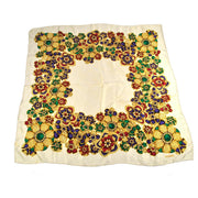 CHANEL CC Logos Big Scarf Handkerchief White Gold Vintage T02352
