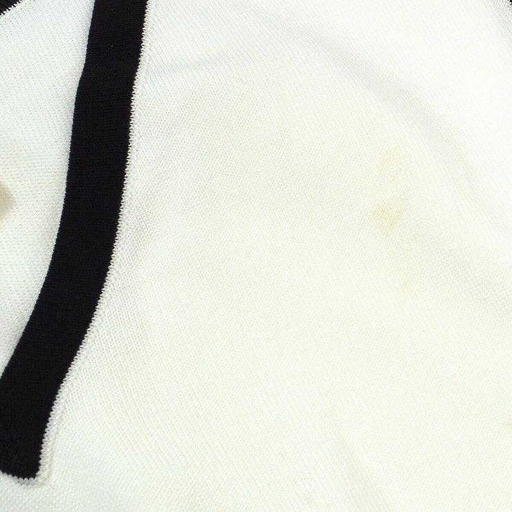 CHANEL 98P #40 V-Neck Sleeveless Knit Tops White Cotton Authentic 00143