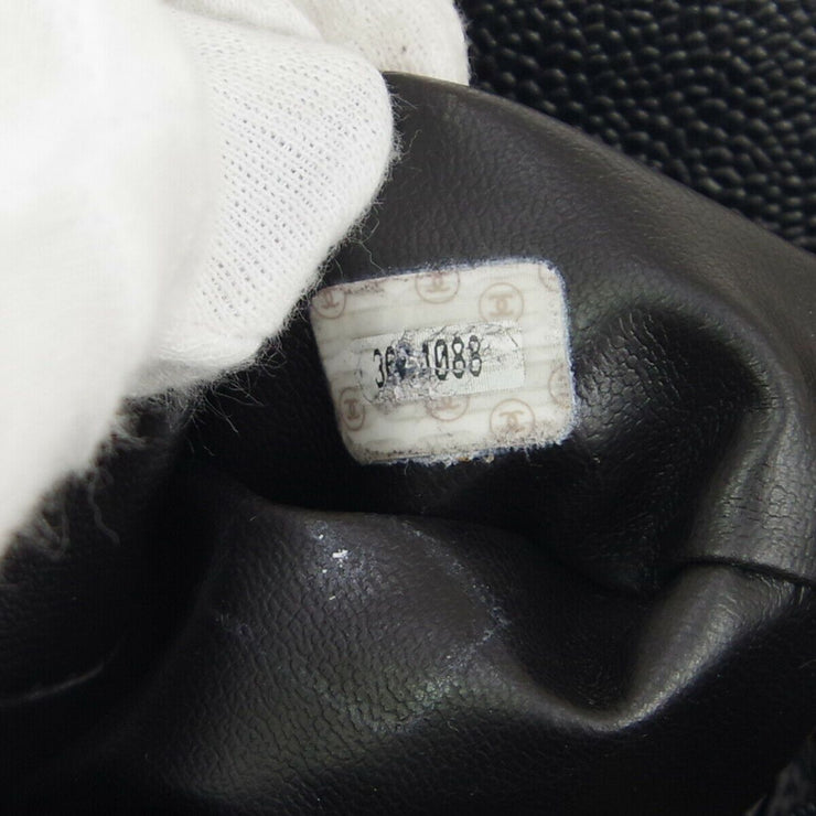 CHANEL CC Chain Backpack Bag 3694088 Purse Black Caviar Skin Leather 02907