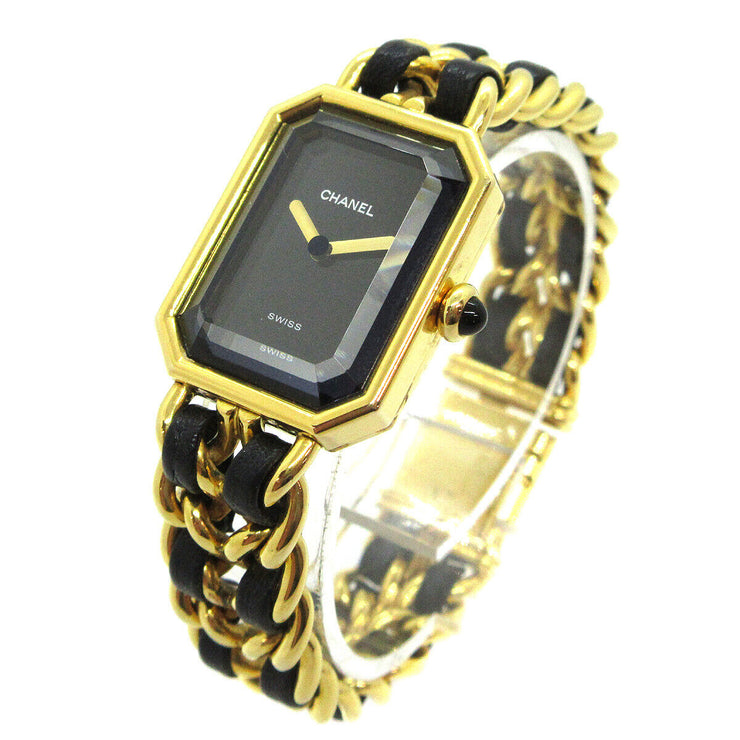 CHANEL Premiere Ladies Wristwatch Watch Quartz Gold Black F.N.79373 #M AK38570h