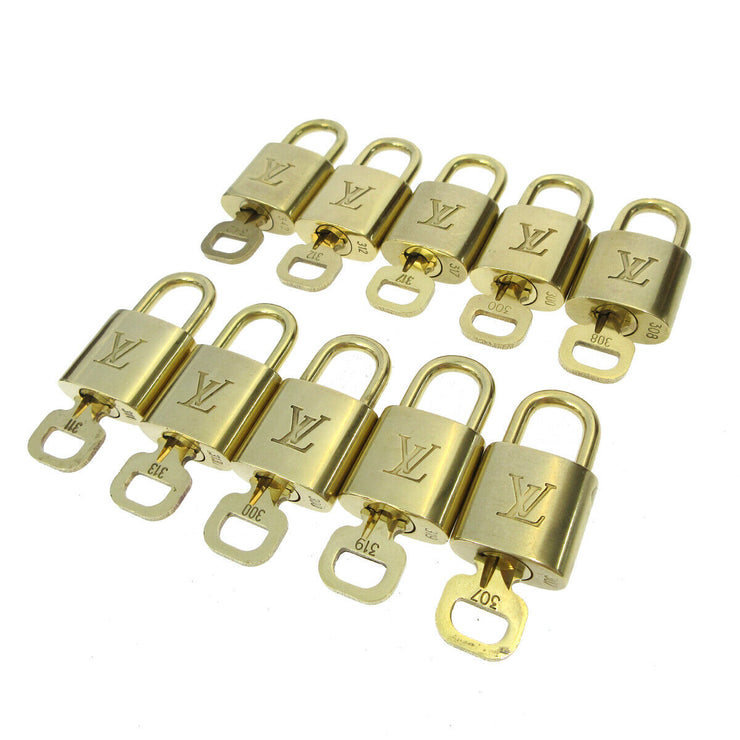 LOUIS VUITTON Padlock & Key Bag Accessories Charm 10 Piece Set Gold 70842
