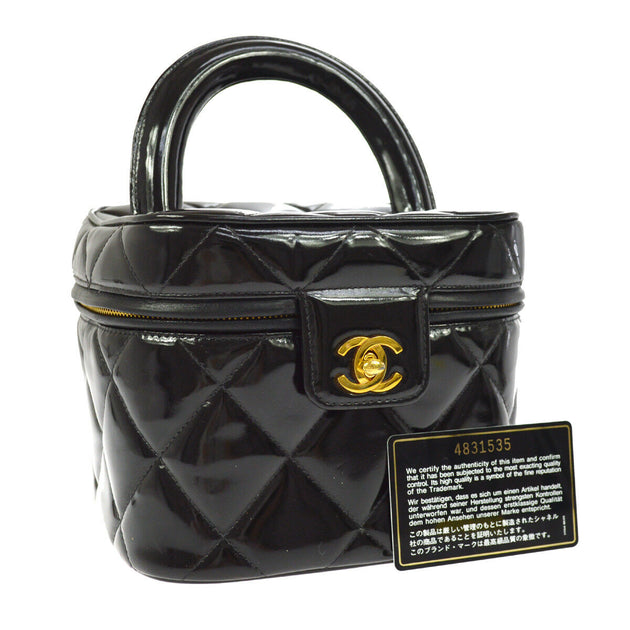 CHANEL Quilted CC Cosmetic Hand Bag Vanity Black Patent Leather AK1718 –  brand-jfa