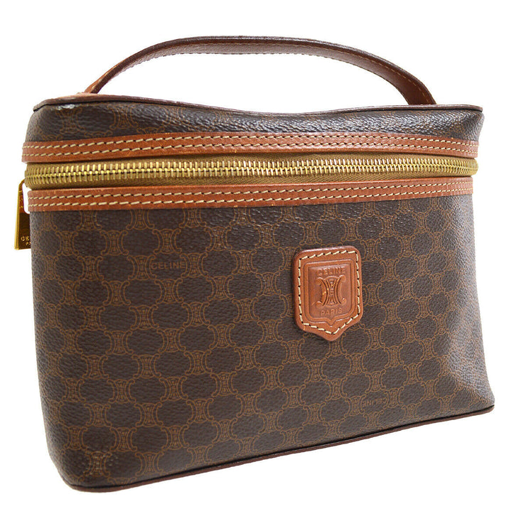 Celine Brown Macadam Pattern PVC/Leather Italy Travel Bag Celine