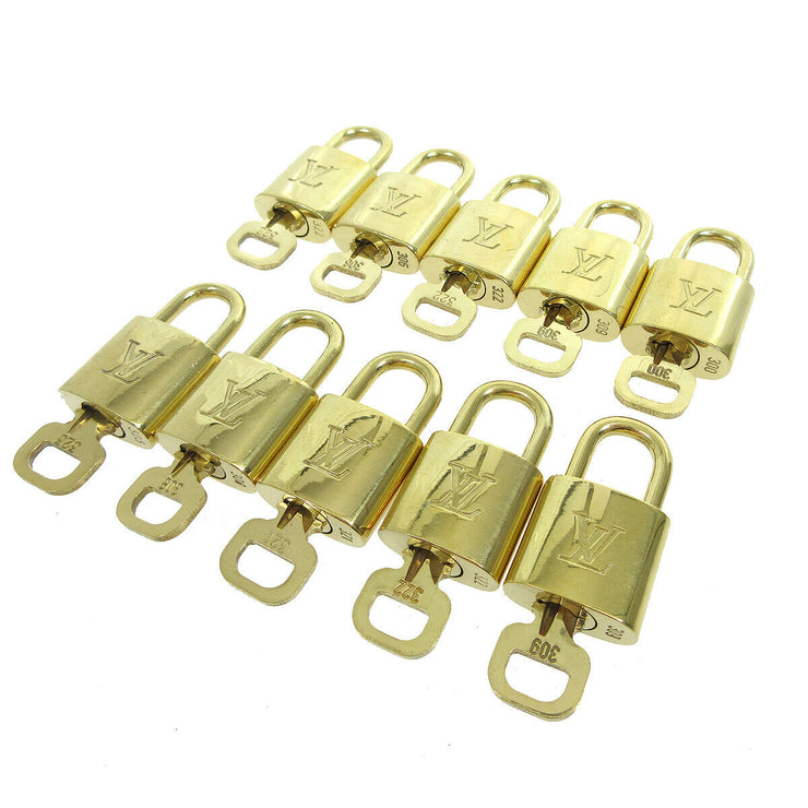 LOUIS VUITTON Padlock & Key Bag Accessories Charm 10 Piece Set Gold 36209
