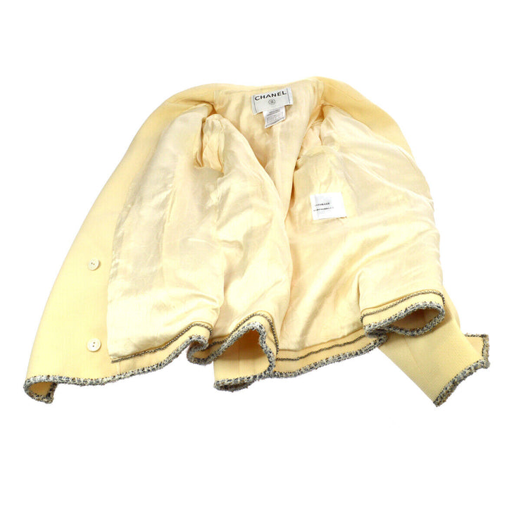 CHANEL Emblem Tailored Jacket Blazer Double Cream 05C #42 Wool  G03691d