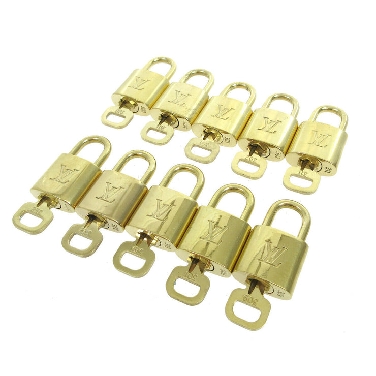 LOUIS VUITTON Padlock & Key Bag Accessories Charm 10 Piece Set Gold 36691