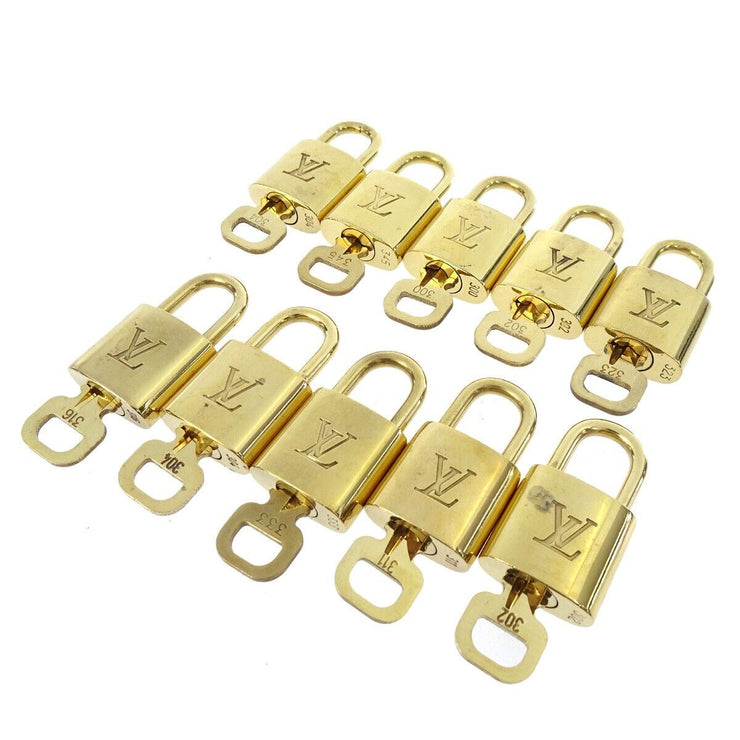 LOUIS VUITTON Padlock & Key Bag Accessories Charm 10 Piece Set Gold 41948
