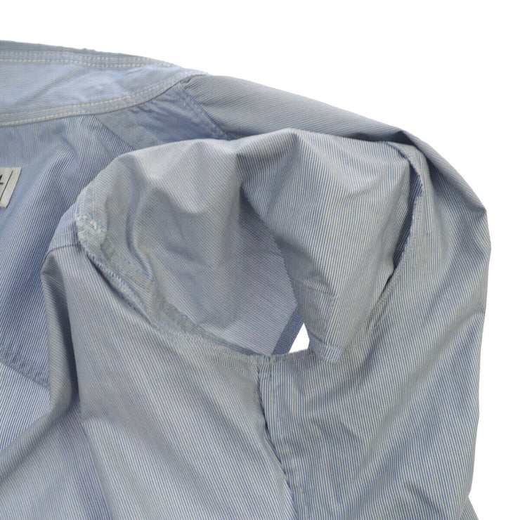 CHANEL CC Short Sleeve Tops Stripe Shirt Blue White #40 NR12966h