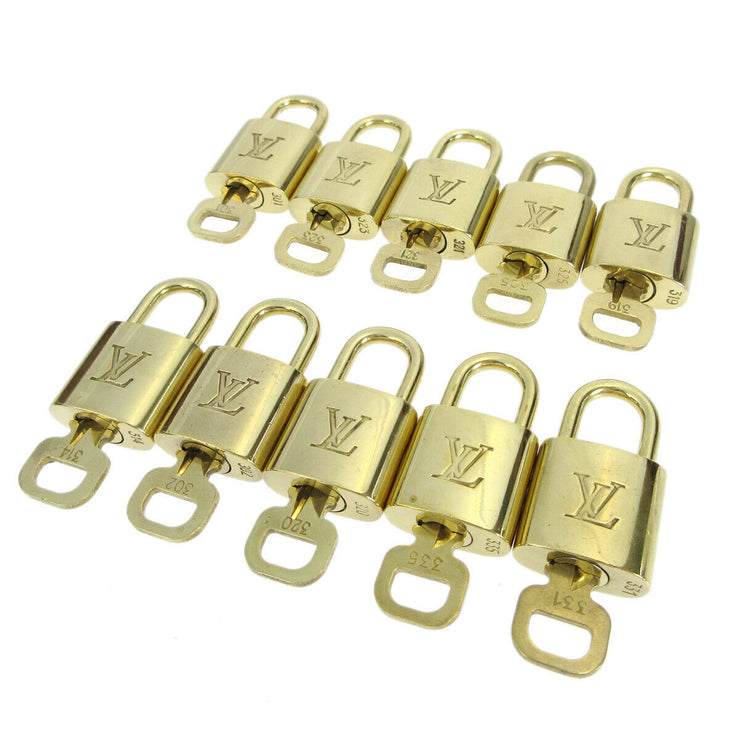 LOUIS VUITTON Padlock & Key Bag Accessories Charm 10 Piece Set Gold 81539