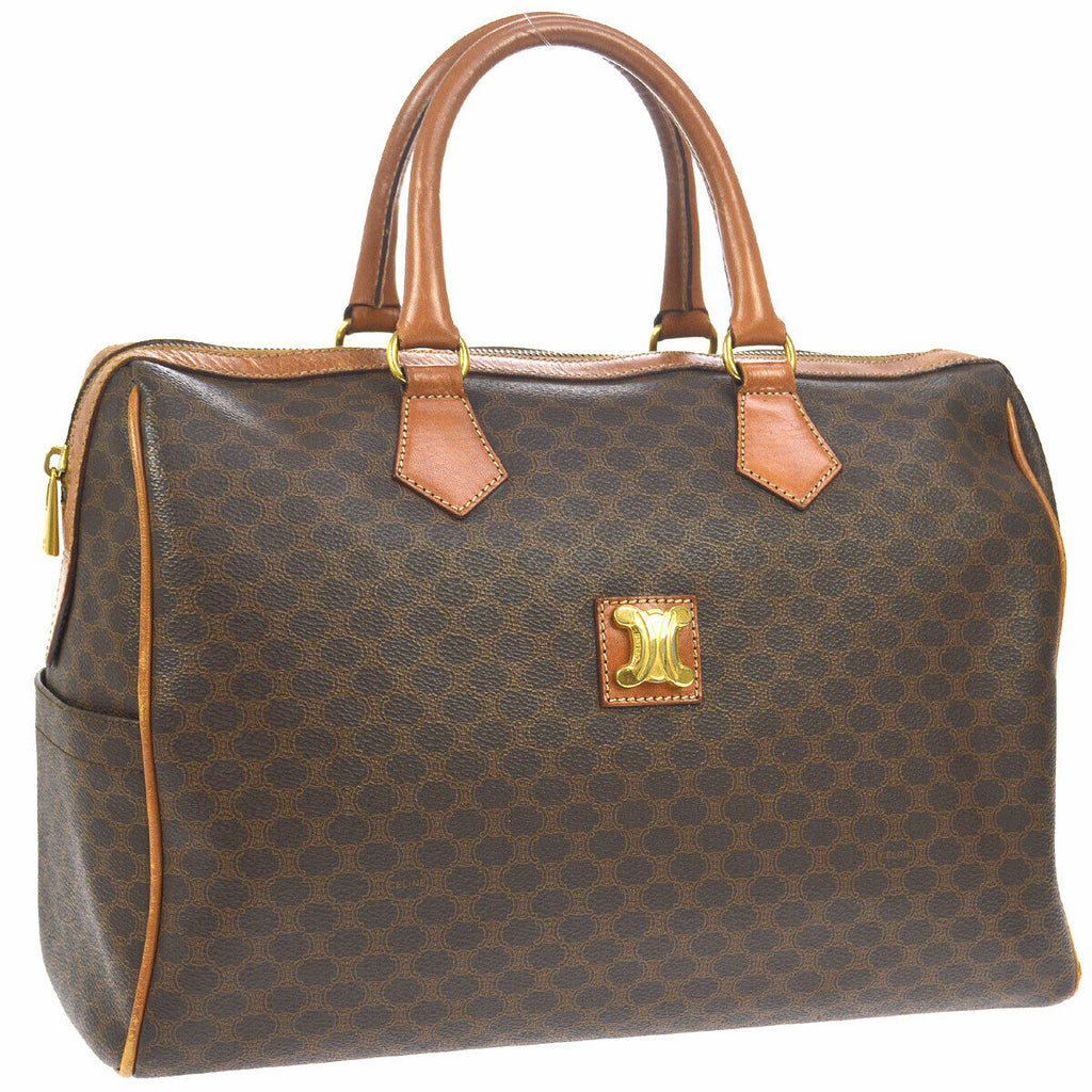 CELINE Macadam Travel Hand Bag M12 Brown PVC Leather Vintage 39724