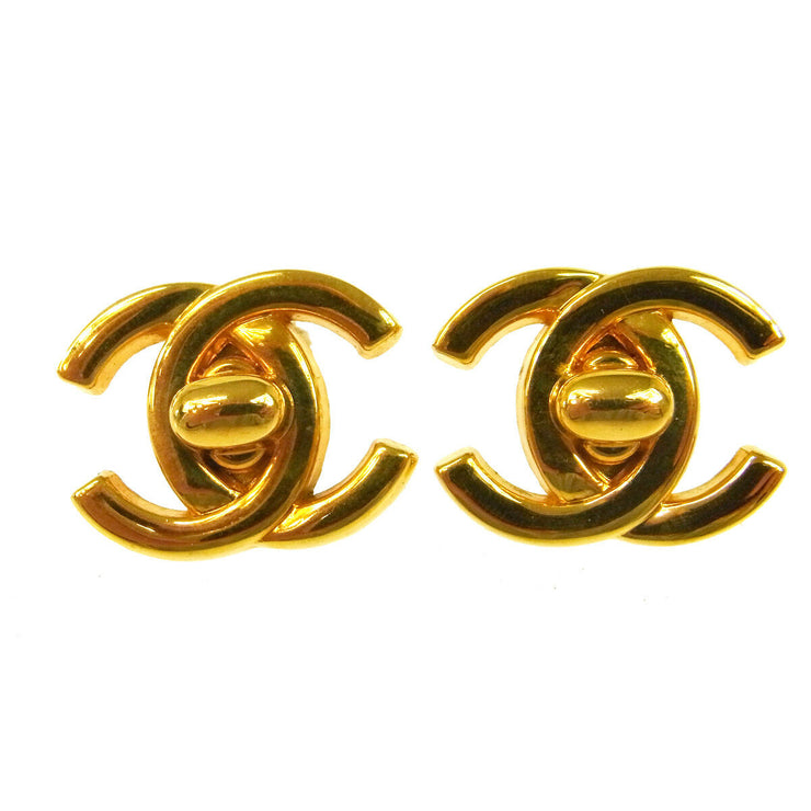 CHANEL Vintage CC Logos Turnlock Earrings 0.9 - 0.7 Clip-On AK25509d