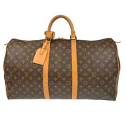 LOUIS VUITTON MONOGRAM PURSE KEEPALL 55 TRAVEL HANDBAG M41424 MI0912 86657
