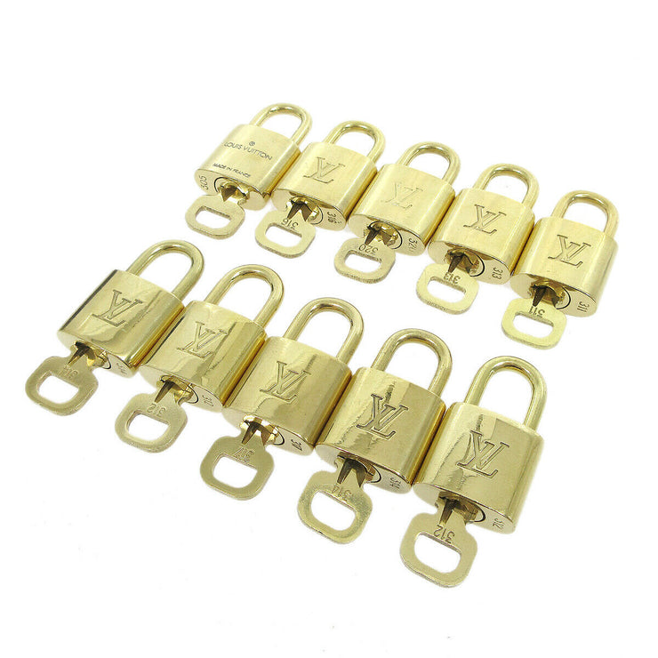 LOUIS VUITTON Padlock & Key Bag Accessories Charm 10 Piece Set Gold 35667