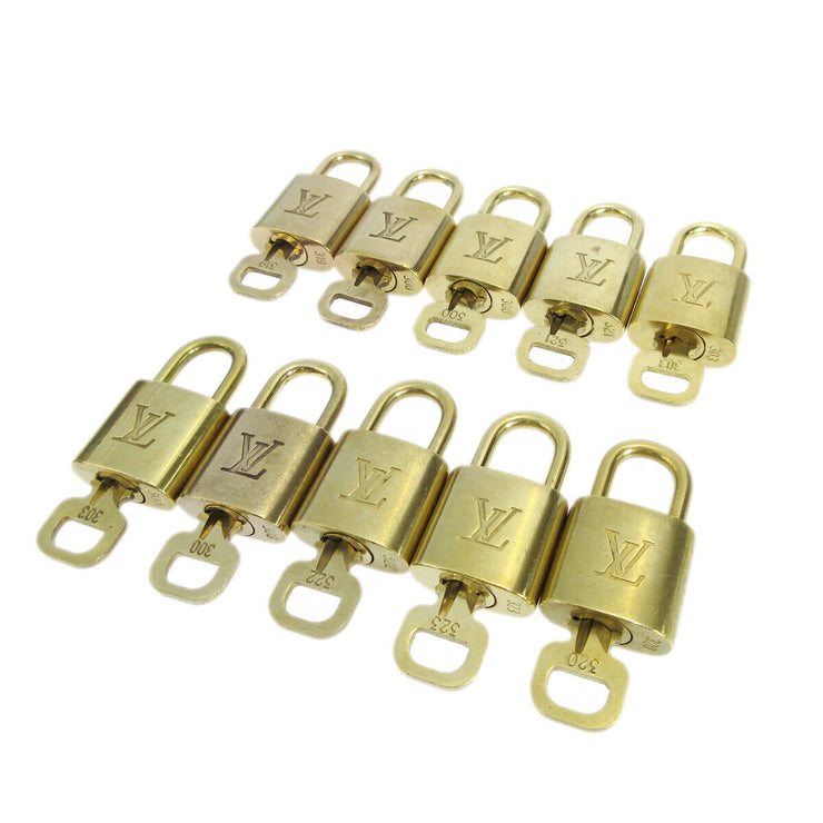 LOUIS VUITTON Padlock & Key Bag Accessories Charm 10 Piece Set Gold 81189